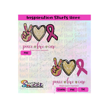 Peace Love Cure | Hand Heart Ribbon | Breast Cancer Awareness - Transparent PNG, SVG  - Silhouette, Cricut, Scan N Cut