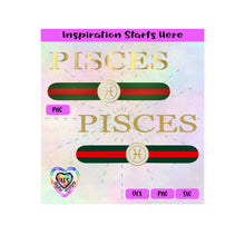 Pisces | Horoscope | Red and Green Stripes | February 19-March 20 -  Transparent PNG SVG DXF - Silhouette, Cricut, ScanNCut