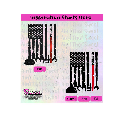Plumber Flag with Tools - Transparent PNG, SVG - Silhouette, Cricut, Scan N Cut