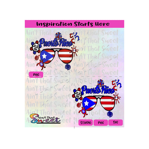 Puerto Rico - Aviator Sunglasses | Sun | Water | Frog | Flag | Snail | Symbols - Transparent PNG, SVG  - Silhouette, Cricut, Scan N Cut