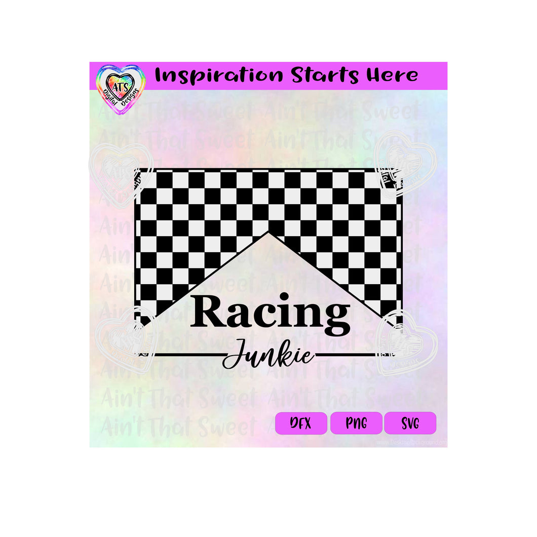 Racing Design | Racing Junkie | Checkerboard - Transparent PNG SVG DXF - Silhouette, Cricut, ScanNCut