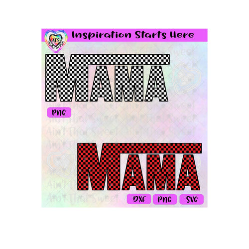 Racing Flag Pattern - Mama - Transparent PNG, SVG, DXF  - Silhouette, Cricut, Scan N Cut