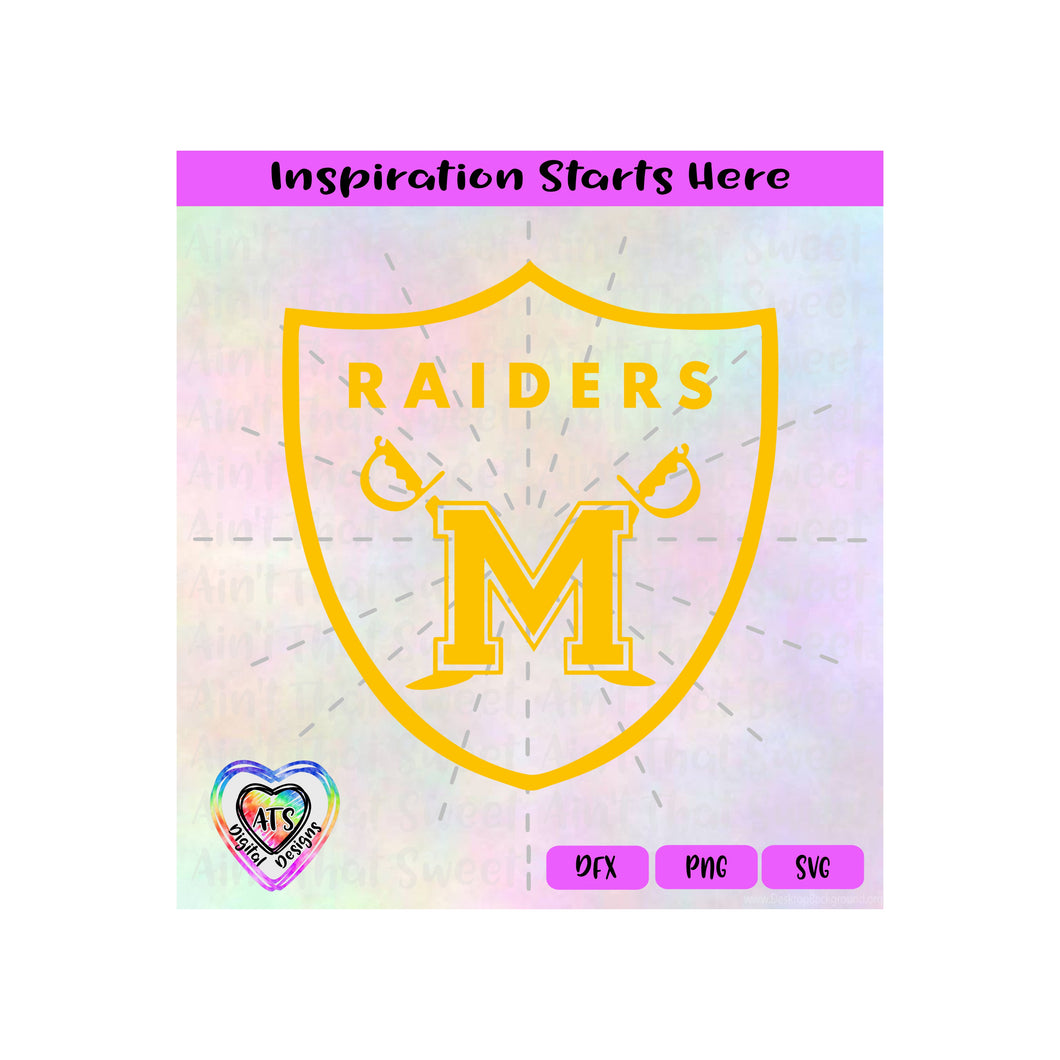 Raiders M Shield - Transparent PNG SVG DXF - Silhouette, Cricut, ScanNCut