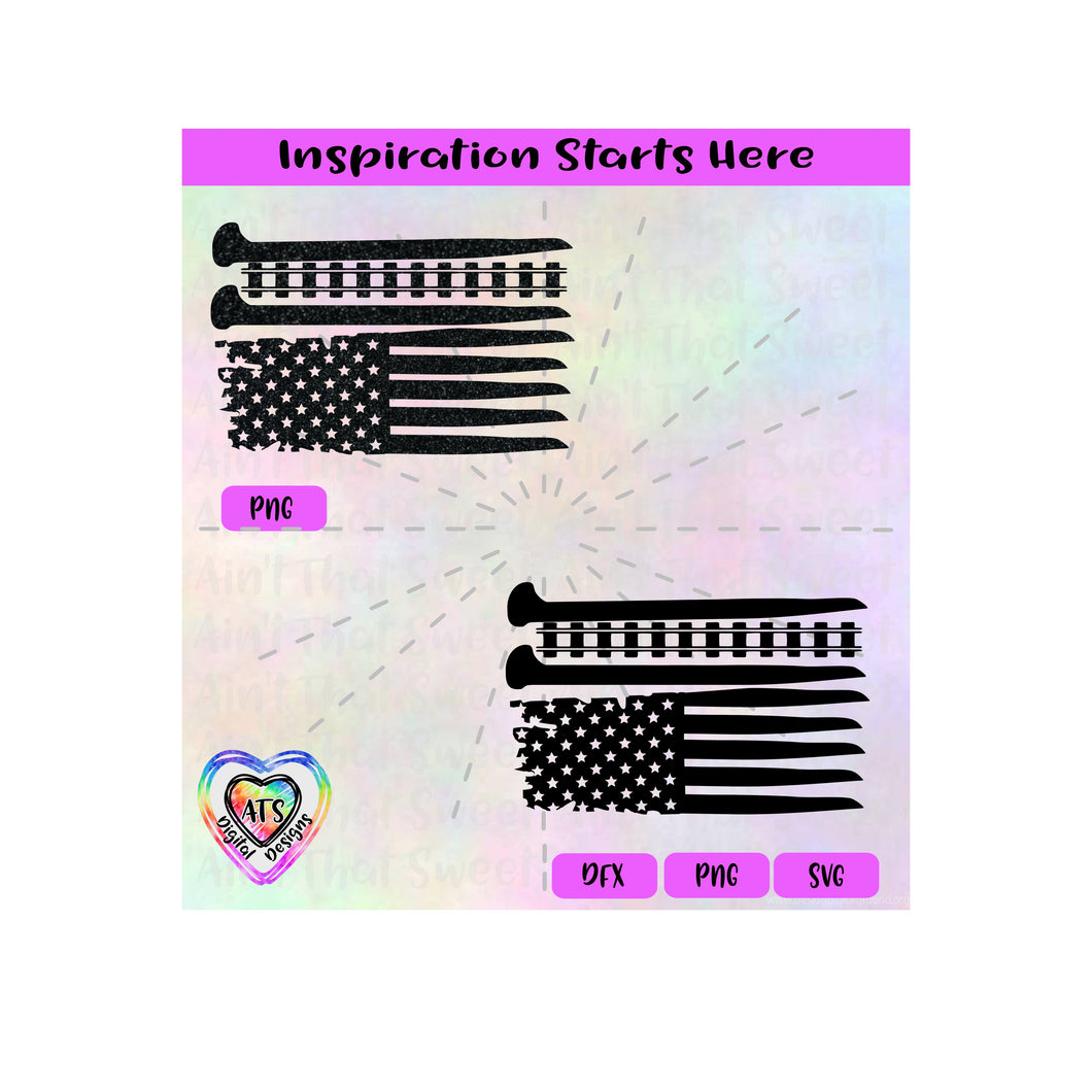 Railroad Ties | Track | Stakes | US Flag - Transparent PNG, SVG, DXF - Silhouette, Cricut, Scan N Cut