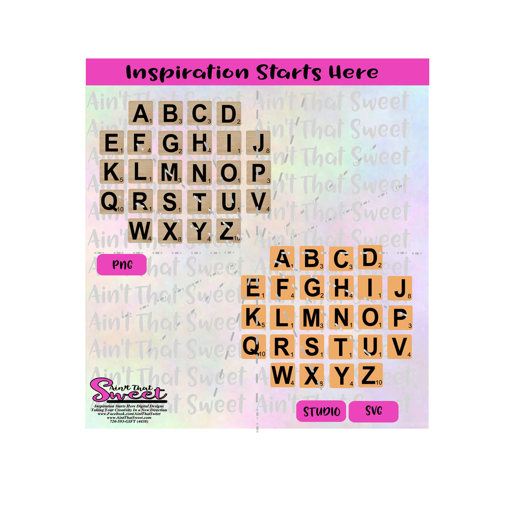 Scrabble Tiles | Alphabet Tiles with Numbers - Transparent PNG, SVG  - Silhouette, Cricut, Scan N Cut