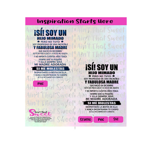 Si Soy Un Hijo Mimado | Diciembre | Spanish - Transparent PNG, SVG - Silhouette, Cricut, Scan N Cut