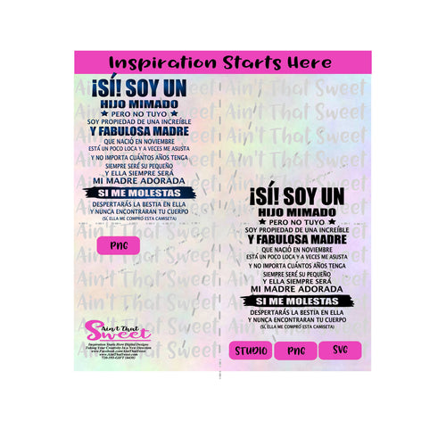 Si Soy Un Hijo Mimado | Noviembre | Spanish - Transparent PNG, SVG - Silhouette, Cricut, Scan N Cut