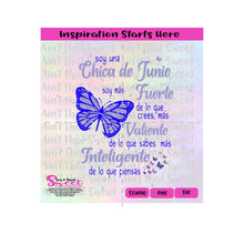 Soy Una Chica de Junio with Butterflies - Spanish - Transparent PNG, SVG  - Silhouette, Cricut, Scan N Cut