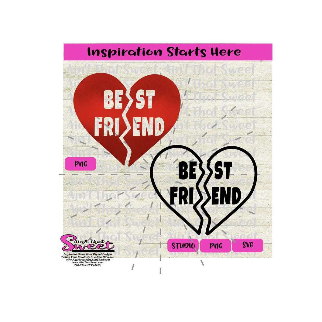 Split Heart | Best Friend | Two Shirt Design - Transparent PNG, SVG  - Silhouette, Cricut, Scan N Cut