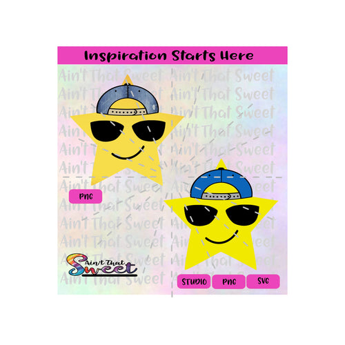 Star with Baseball Cap on Backwards | Sunglasses - Transparent PNG, SVG  - Silhouette, Cricut, Scan N Cut