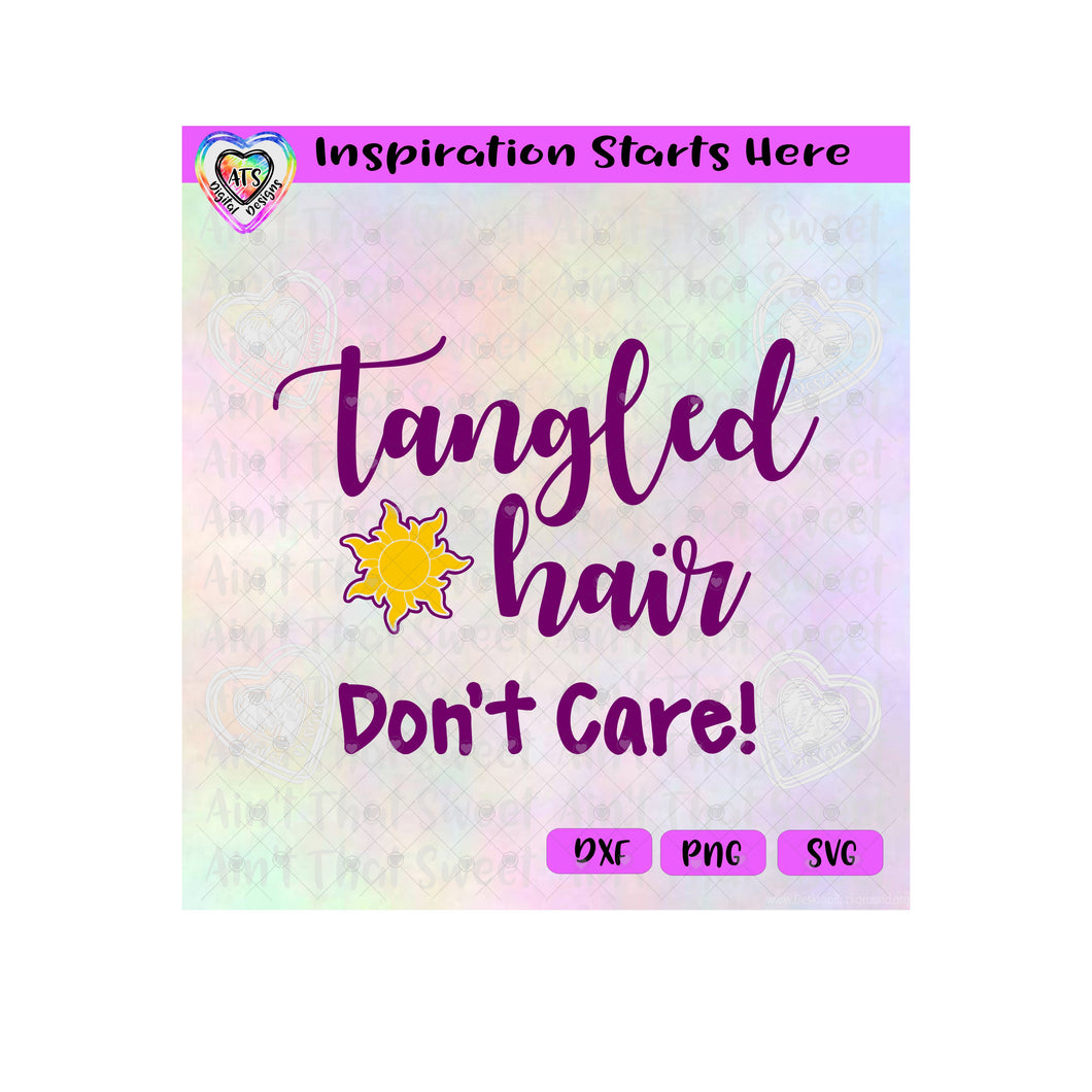 Tangled Hair | Don't Care - Transparent PNG SVG DXF - Silhouette, Cricut, ScanNCut