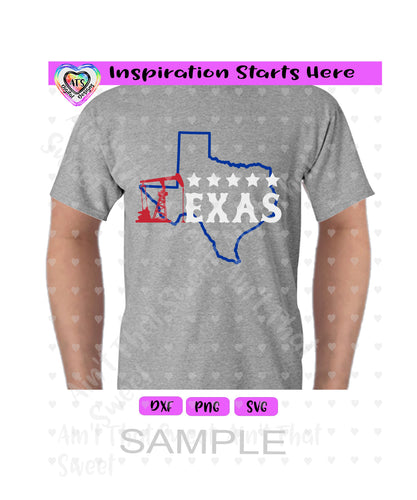 Texas Oil Rig in Shape of State of Texas | Stars - Transparent PNG SVG DXF - Silhouette, Cricut, ScanNCut