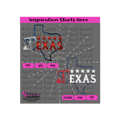 Texas | Oil Rig | Stars - Transparent PNG, SVG, PDF - Silhouette, Cricut, Scan N Cut