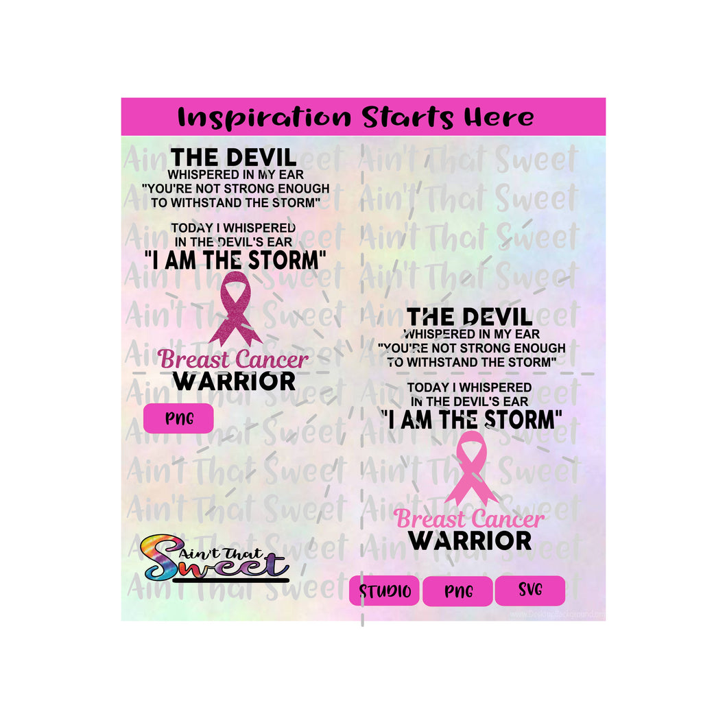 The Devil Whispered ... I Whispered Back | Breast Cancer Warrior | Ribbon - Transparent PNG, SVG  - Silhouette, Cricut, Scan N Cut