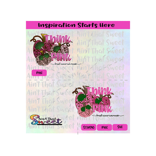 Think Pink | Breast Cancer Awareness | Leopard Patterned Pumpkins - Transparent PNG, SVG  - Silhouette, Cricut, Scan N Cut