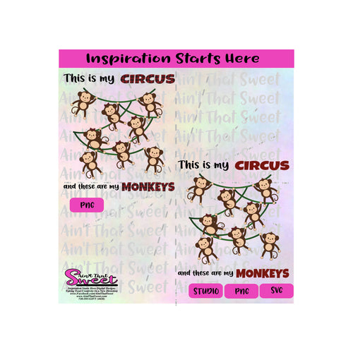 This Is My Circus | These Are My Monkeys | Vines | Monkeys Hanging - Transparent PNG, SVG  - Silhouette, Cricut, Scan N Cut