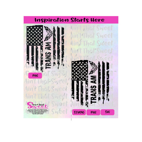 Trans Am Flag Distressed Look, Vertical - Transparent PNG, SVG - Silhouette, Cricut, Scan N Cut