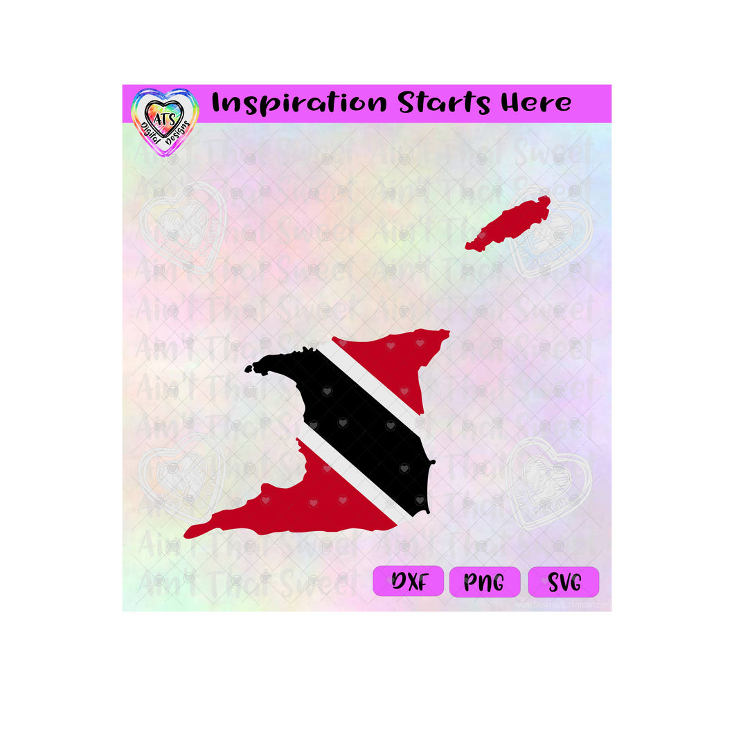 Trinidad Tobago Country Flag | TriColor - Transparent PNG SVG DXF - Silhouette, Cricut, ScanNCut