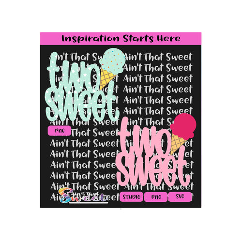 Two Sweet Ice Cream Cone - Transparent PNG, SVG - Silhouette, Cricut, Scan N Cut