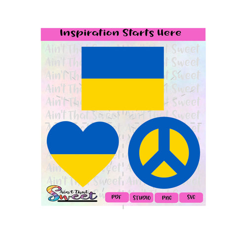 Ukraine Inspired - Blue & Yellow | Heart | Peace Symbol | Rectangle (Flag) - Transparent PNG, SVG,  PDF - Silhouette, Cricut, Scan N Cut