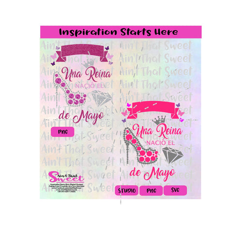 Una Reina Nacio El De Mayo | Rhinestone High Heel | Diamond | Butterflies | Spanish - Transparent PNG, SVG  - Silhouette, Cricut, Scan N Cut