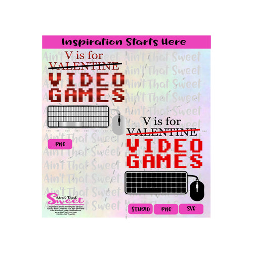 V Is For Valentine (not) Video Games | Keyboard & Mouse - Transparent PNG, SVG  - Silhouette, Cricut, Scan N Cut