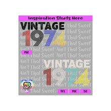 Birthday Crew | Vintage 1974 | Five Line Font (Two Shirt Design) - Transparent PNG SVG DXF - Silhouette, Cricut, ScanNCut