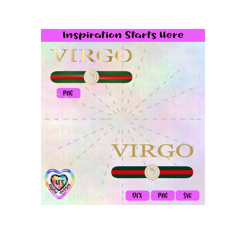 Virgo (Horoscope Symbol) with Red and Green Stripes - Transparent PNG SVG DXF - Silhouette, Cricut, Scan N Cut