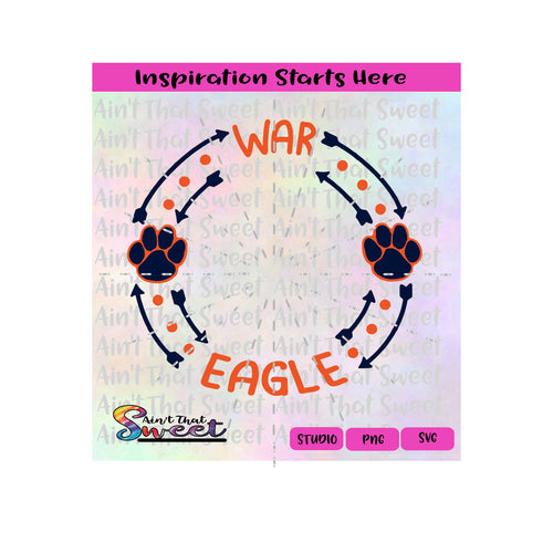 War Eagle | Paw Print | Monogram Frame - Transparent PNG, SVG  - Silhouette, Cricut, Scan N Cut