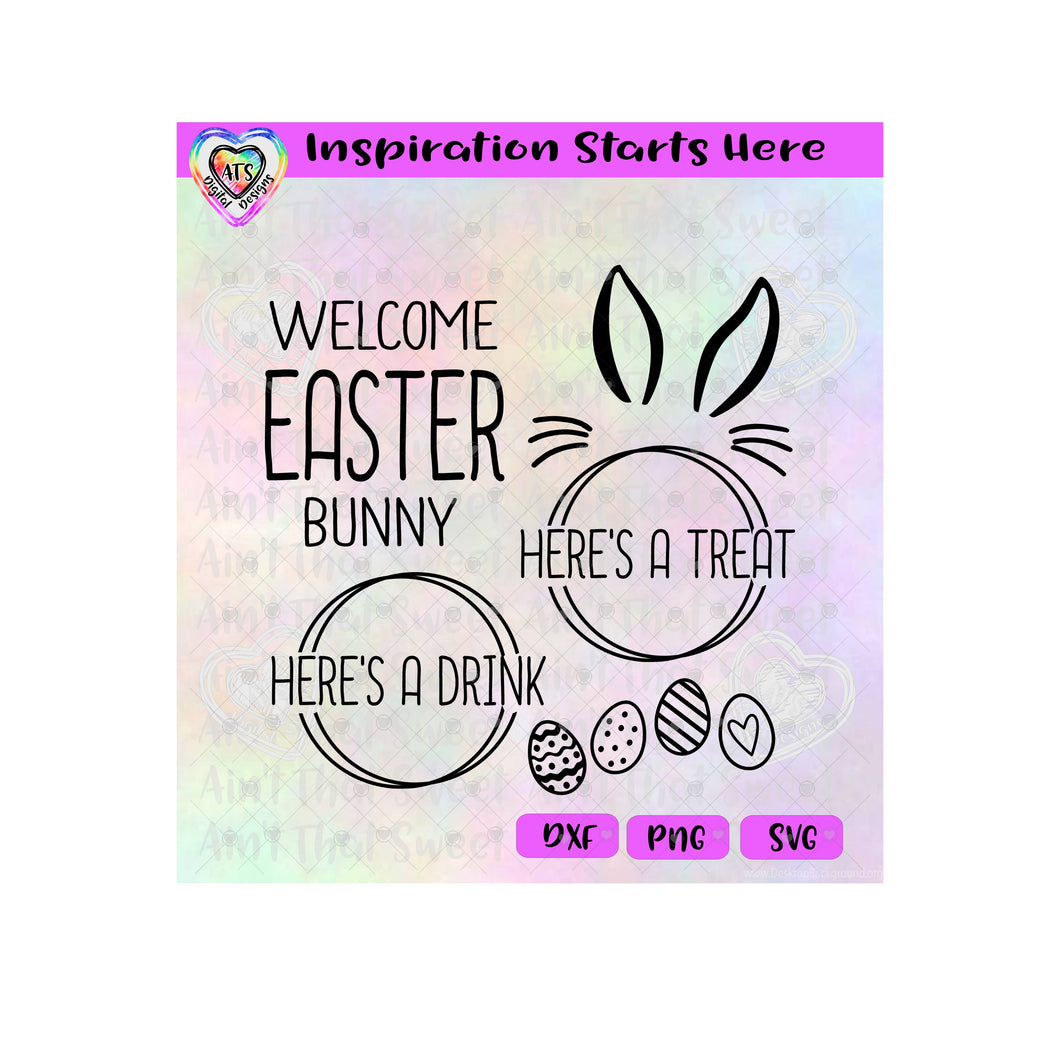 Welcome Easter Bunny Plate - Transparent PNG SVG DXF - Silhouette, Cricut, ScanNCut