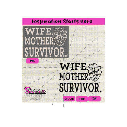 Wife Mother Survivor - Heart (Human Heart) - Transparent PNG, SVG  - Silhouette, Cricut, Scan N Cut