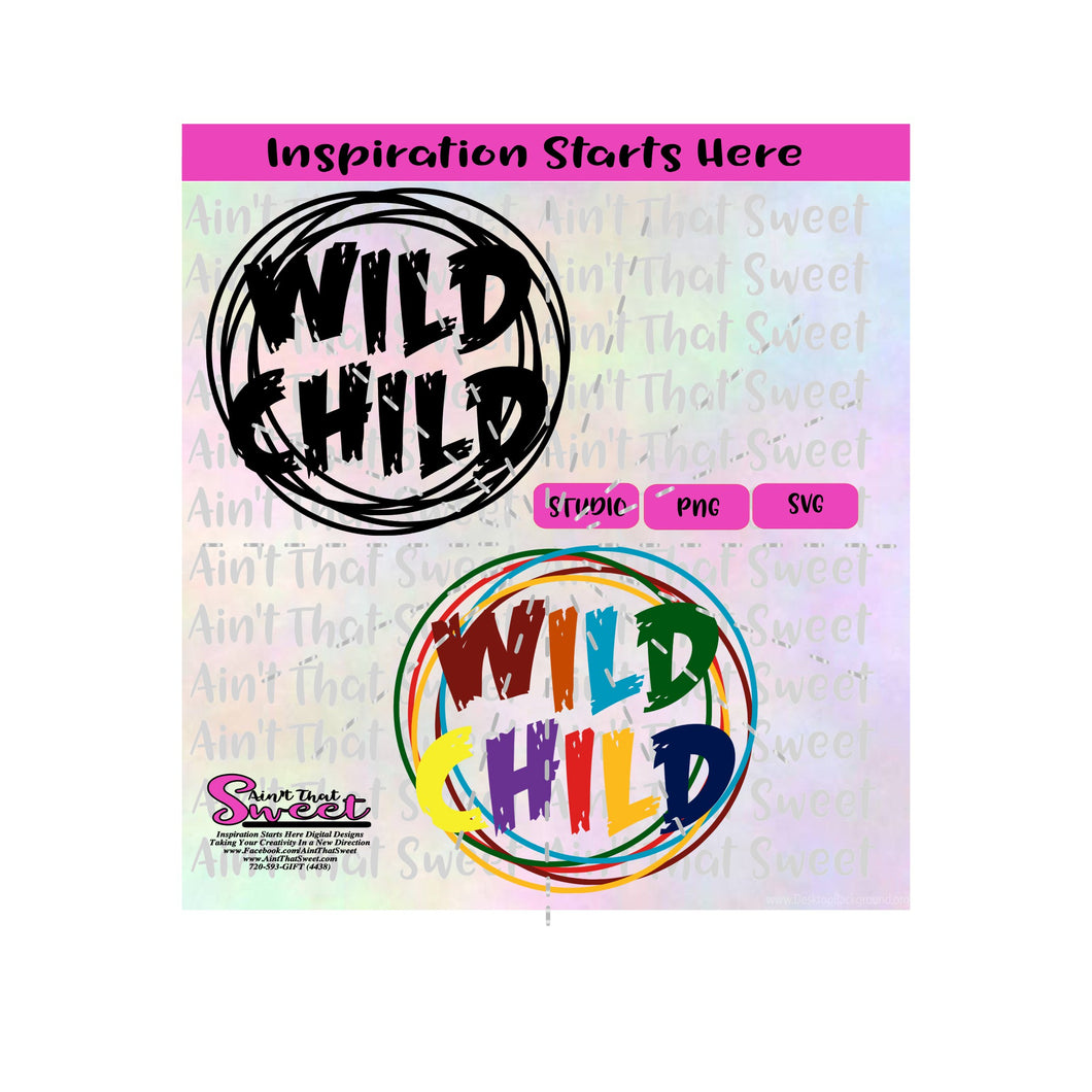 Wild Child | Interlocking Circles | Multi Colors & Solid Color - Transparent PNG, SVG  - Silhouette, Cricut, Scan N Cut
