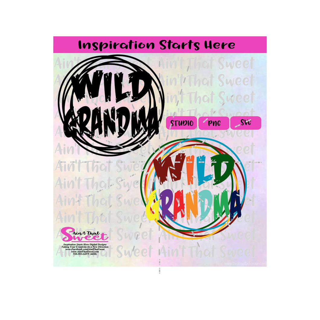 Wild Grandma | Interlocking Circles | Multi Colors & Solid Color - Transparent PNG, SVG  - Silhouette, Cricut, Scan N Cut