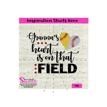 Granna's Heart Is On That Field | Split Heart Baseball - Transparent PNG, SVG  - Silhouette, Cricut, Scan N Cut