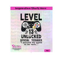 Level 13 Unlocked | Official Teenager | Video Game Controller | I Paused My Game -  Transparent PNG, SVG  - Silhouette, Cricut, Scan N Cut