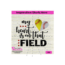 My Heart Is On That Field | Split Heart Baseball - Transparent PNG, SVG  - Silhouette, Cricut, Scan N Cut