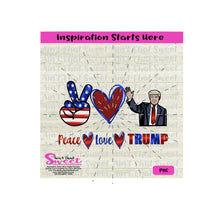 Peace Love Trump - Hand Heart Trump - Transparent PNG, SVG  - Silhouette, Cricut, Scan N Cut