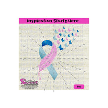 Ribbon | Butterflies | Pink, Teal Blue - Transparent PNG, SVG  - Silhouette, Cricut, Scan N Cut