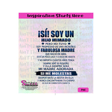 Si Soy Un Hijo Mimado | Abril | Spanish  - Transparent PNG, SVG - Silhouette, Cricut, Scan N Cut