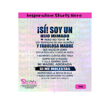 Si Soy Un Hijo Mimado | Junio | Spanish  - Transparent PNG, SVG - Silhouette, Cricut, Scan N Cut