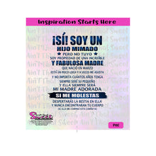 Si Soy Un Hijo Mimado | Marzo | Spanish  - Transparent PNG, SVG - Silhouette, Cricut, Scan N Cut