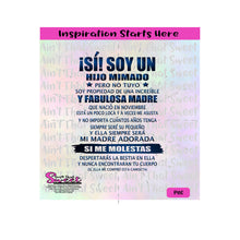 Si Soy Un Hijo Mimado | Noviembre | Spanish - Transparent PNG, SVG - Silhouette, Cricut, Scan N Cut