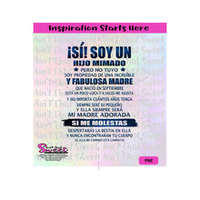 Si Soy Un Hijo Mimado | Septiembre | Spanish  - Transparent PNG, SVG - Silhouette, Cricut, Scan N Cut