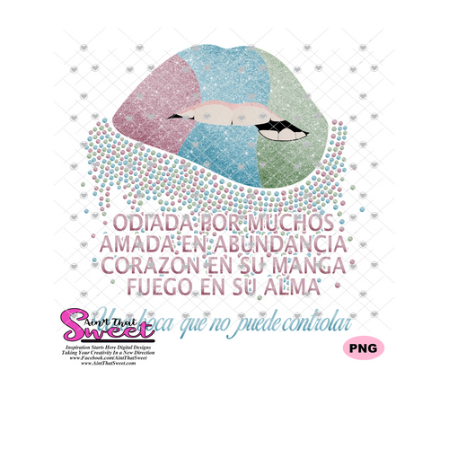 Amada En Abundancia Corazon En Su Manga Fuego En Su Alma-Una Boca Que No Puede Controlar-Spanish  - Transparent PNG, SVG  - Silhouette, Cricut, Scan N Cut