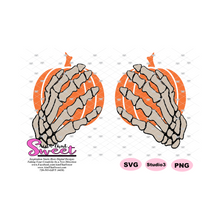 Bony Hands Holding Pumpkin Boobs - Transparent PNG, SVG  - Silhouette, Cricut, Scan N Cut