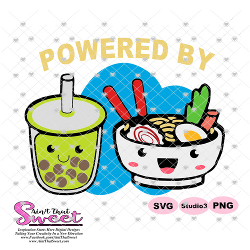 Bubble Tea & Ramen Bowl - Powered By - Transparent PNG, SVG  - Silhouette, Cricut, Scan N Cut