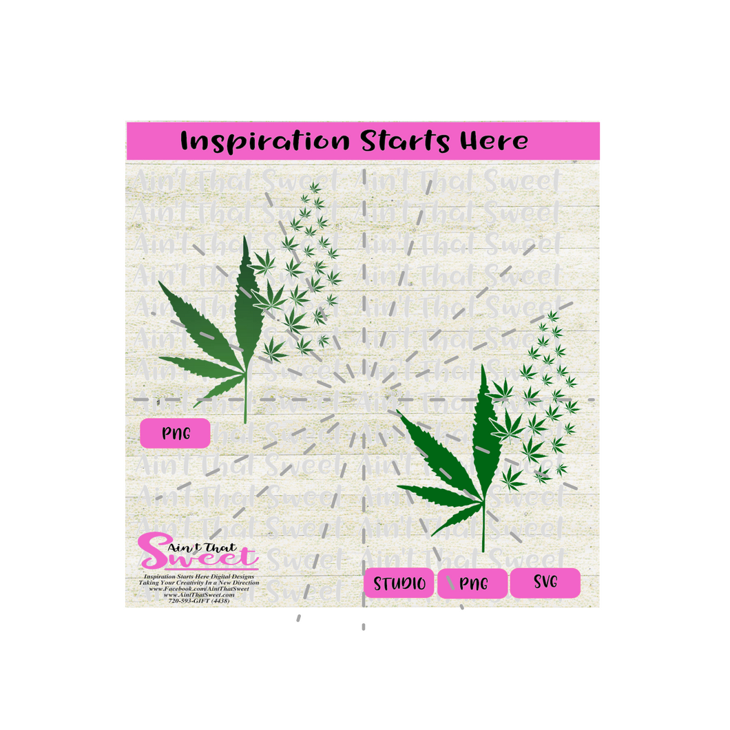 Cannabis Marijuana Weed Cascading Up - Transparent PNG, SVG  - Silhouette, Cricut, Scan N Cut