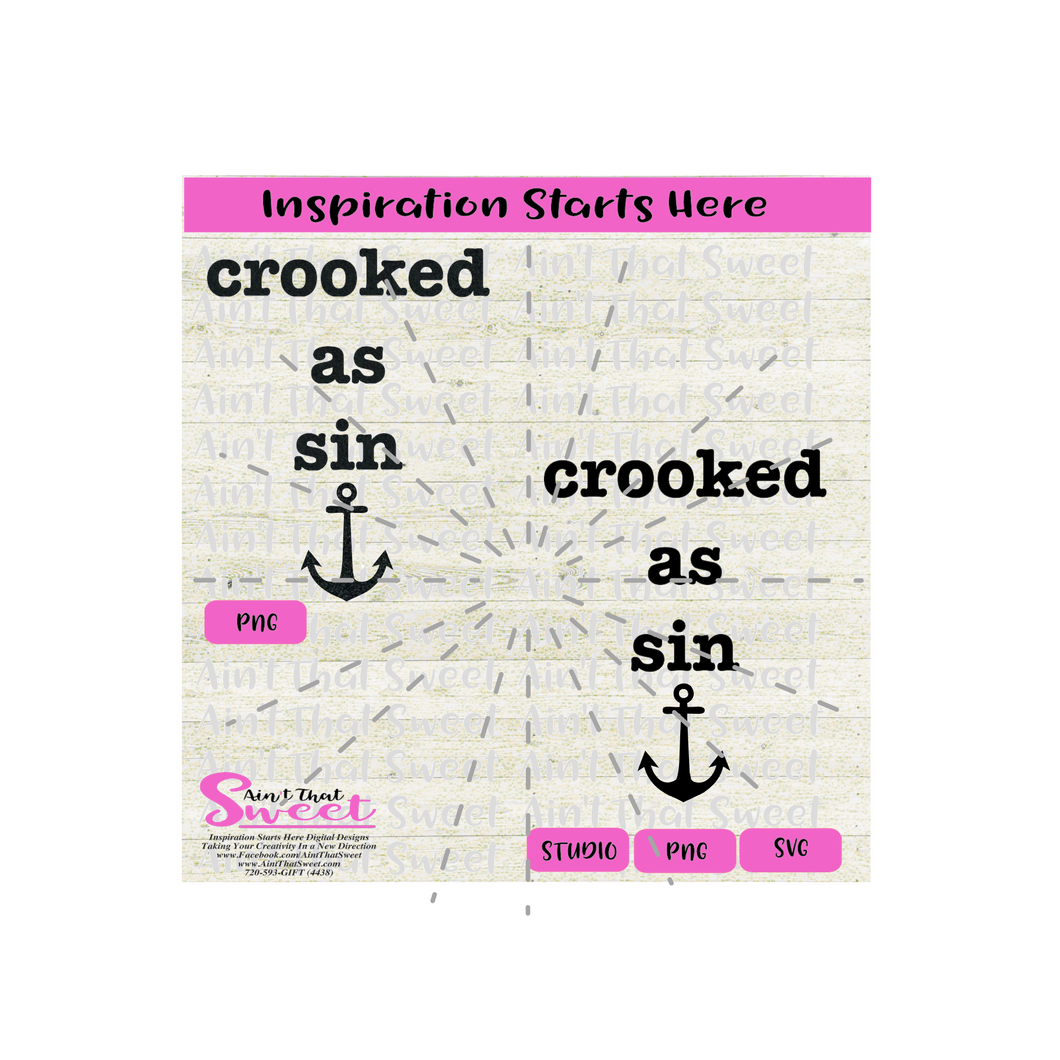 Crooked As Sin | Anchor Canada Inspired - Transparent PNG, SVG  - Silhouette, Cricut, Scan N Cut