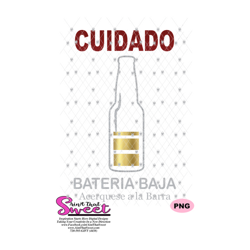 Cuidado Bateria Baja Acerquese a la Barra - Spanish - Transparent PNG, SVG - Silhouette, Cricut, Scan N Cut