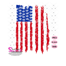 Distressed Flag With Weed Shaped Stars - Set of 4 Designs - Transparent PNG, SVG - Silhouette, Cricut, Scan N Cut